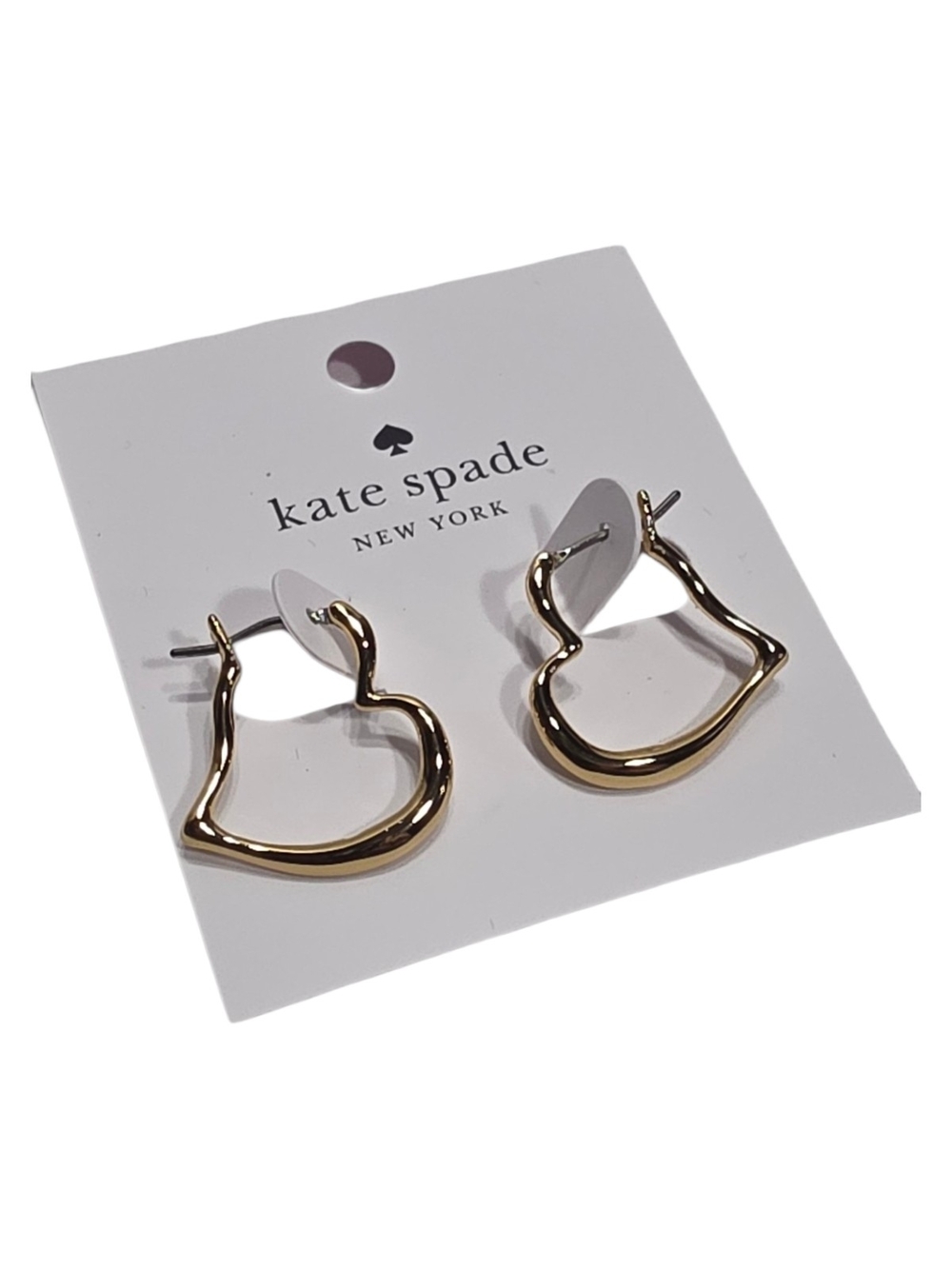 Kate Spade New York Amour Gold Tone Open Heart Huggie - Petite Heart Hoop. - Picture 6 of 6